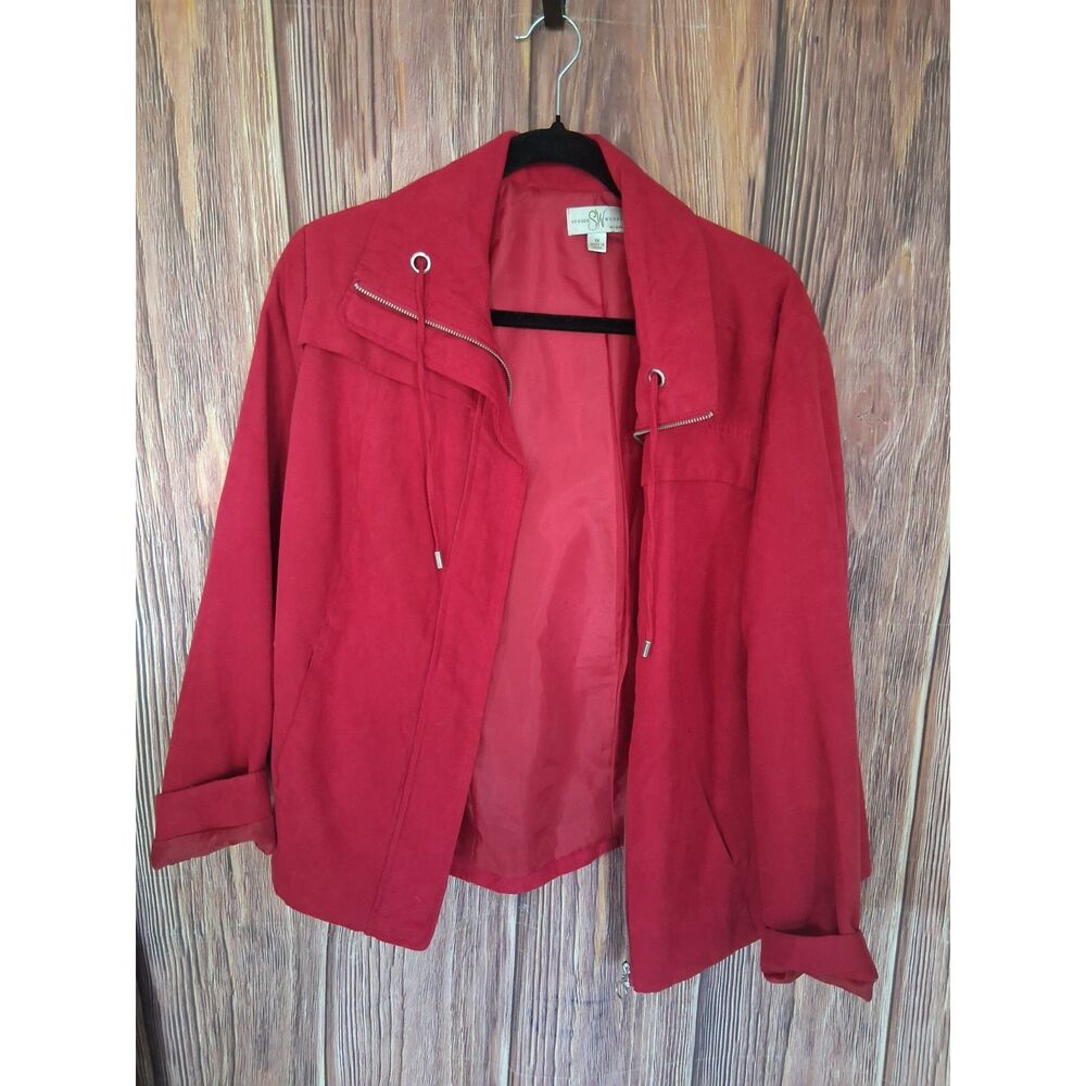 Studio works red full zip jacket funnel collar size 1XL light weight